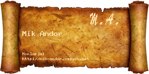 Mik Andor névjegykártya